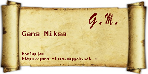 Gans Miksa névjegykártya